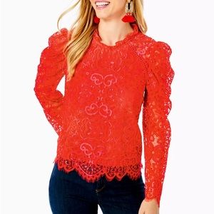Lilly Pulitzer Averi lace top red NWT small **Valentine's Day**